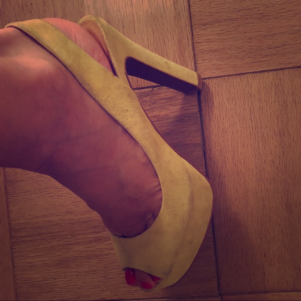 Zara Lime Green Platform Heels w/ Sling Back